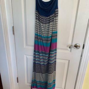 Roxy tube top striped maxi dress